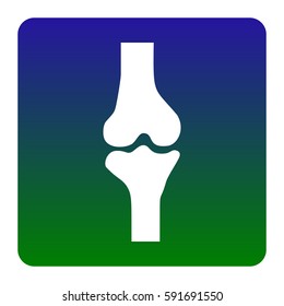 Knee joint sign. Vector. White icon at green-blue gradient square with rounded corners on white background. Isolated.
