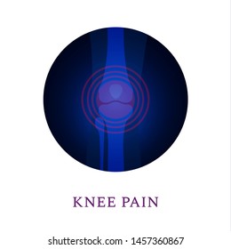 Knee joint x-ray medical poster.  Person suffering from pain and arthritis disease. Human body anatomy 3D icon. Orthopedic concept. Isolated vector illustration.