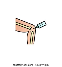 Knee, leg, bone, injection color gradient vector icon