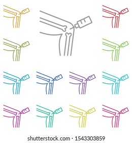Knee, leg, bone, injection multi color icon. Simple thin line, outline vector of bone injury icons for ui and ux, website or mobile application
