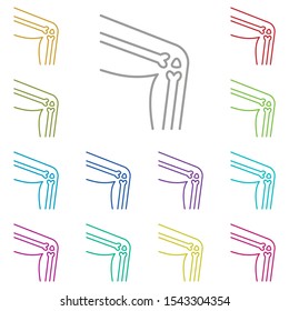Knee, leg, bone multi color icon. Simple thin line, outline vector of bone injury icons for ui and ux, website or mobile application