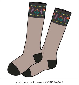KNEE LENGTH EMBROIDERED SOCKS FOR WOMEN AND GIRLS FASHION WEAR VECTOR