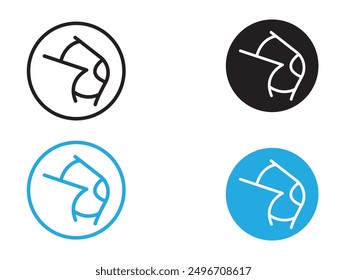 Knee Orthopedic Brace icon (2) black and white vector outline sign