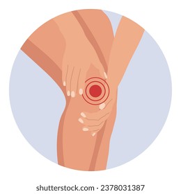 Knee pain, knee arthritis, leg pain due to rheumatoid arthritis. Anatomy of human bones. Illustration, vector