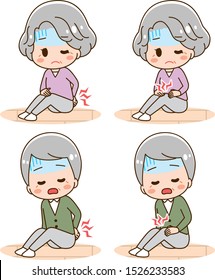Knee pain and back pain illustration set