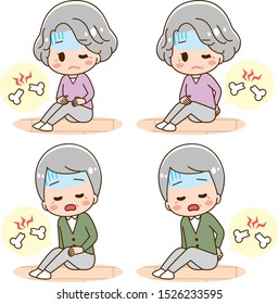 Knee pain and back pain illustration set