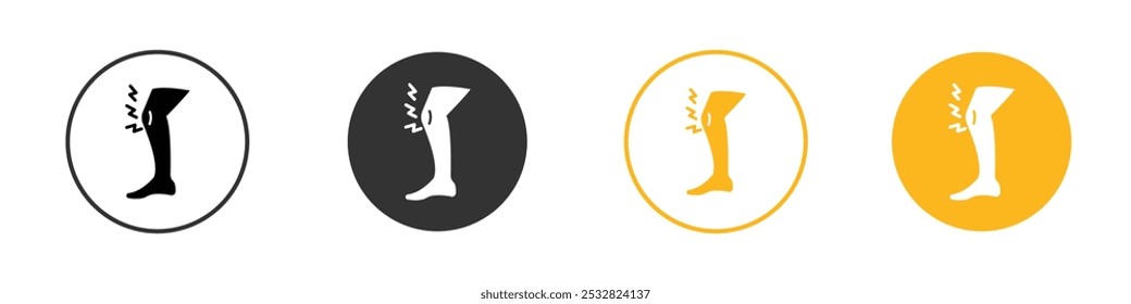 Knee pain icon black and white vector outline sign