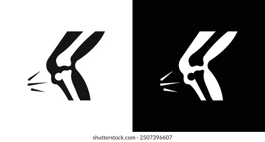 Knee pain icon Flat vector set outline