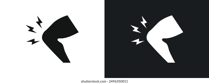 Knie Schmerzen Symbol lineare Grafik Set Vektor in Schwarz
