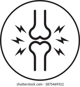 Knee pain icon, Part of the medical icon set, bone pain line icon