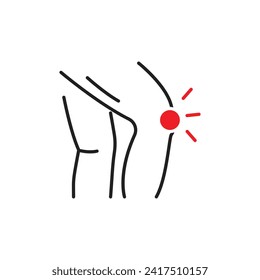 Icono de dolor de rodilla. tratamiento para el dolor de rodilla. ilustración vectorial