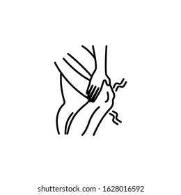 knee pain line icon on white background