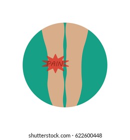 Knee pain on the green background. Vector illustration