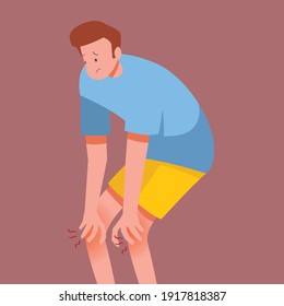 Knee pain ,Vector illustration cartoon character