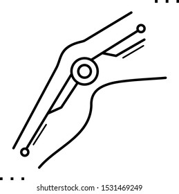 Knee prosthesis line art icon.  Black  aesthetic contour.