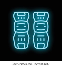 Vector de contorno de icono de protección de rodilla. Equipo de seguridad. Ropa hombres color neón aislados en negro