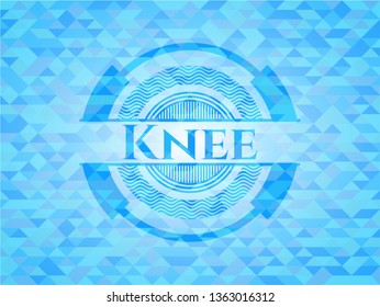 Knee sky blue emblem with triangle mosaic background
