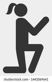 Knee Standing Girl vector illustration. A flat illustration design of Knee Standing Girl icon on a white background.