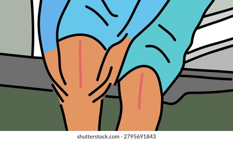 Knee surgery, color vector illustration