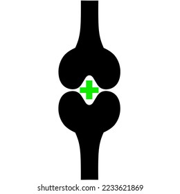 Kneebone icon with green health symbol on white background. The concept of maintaining the health of the shins of the feet. Vector illustration