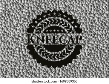 Kneecap black emblem with bubbles background. Vector Illustration. Detailed.