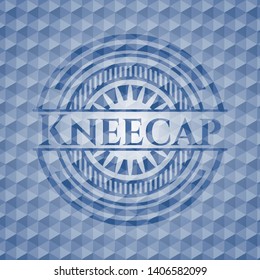 Kneecap blue emblem with geometric pattern background. Vector Illustration. Detailed.