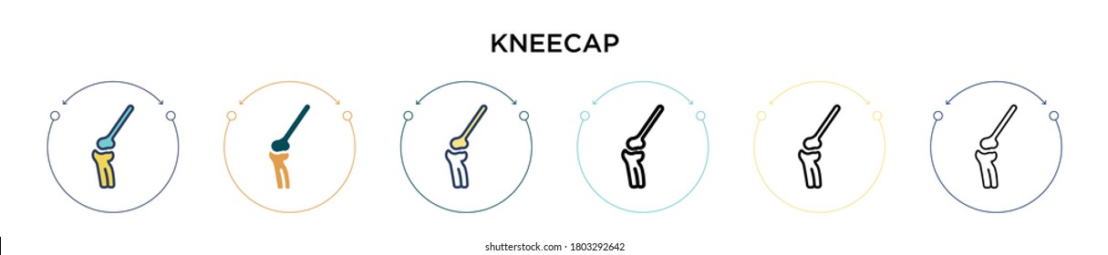 Kneecap Icon in vollem, dünnen Linie, Umriss und Strich Stil. Vektorgrafik von zwei farbigen und schwarzen Kneecap-Vektorgrafiken-Designs kann für mobile, iPhone, web-basierte