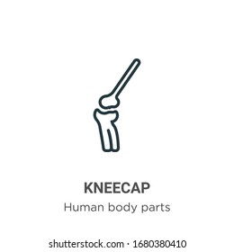 Kneecap outline vector icon. Thin line black kneecap icon, flat vector simple element illustration from editable human body parts concept isolated stroke on white background