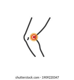 Symbol für die Kniegelenkengelenke. lineares Stilzeichen für mobiles Konzept und Webdesign. Menschliches Beinschmerz Umriss Vektorsymbol. Symbol, Logo-Abbildung. Vektorgrafik