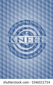 Kneel blue emblem or badge with abstract geometric pattern background. Vector Illustration. Detailed.