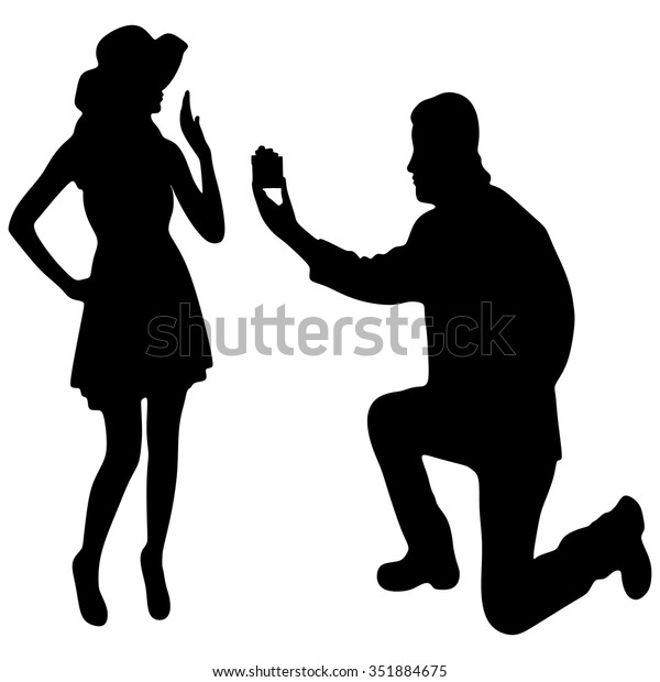 Kneeled Man Proposing Woman Stock Vector (Royalty Free) 351884675 ...