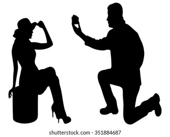 kneeled man proposing to a woman - lady