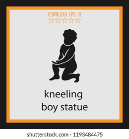 kneeling boy statue  vector icon