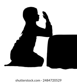 Kneeling Child Praying next to her Bed