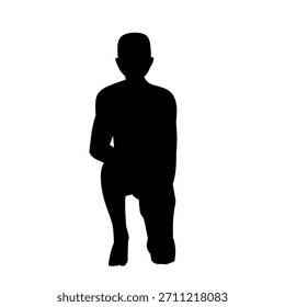 Kneeling Crouch Silhouette in Vector Style for Anatomy Study