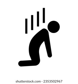 Kneeling depressed person silhouette icon. Vector.