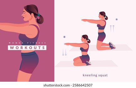 kneeling squat exercise, Woman workout fitness, aerobic and exercises.