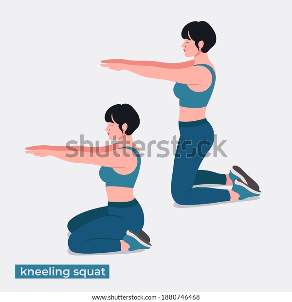 膝まずいて運動し 女性は運動し 適応力とエアロビクスと運動をする ベクターイラスト のベクター画像素材 ロイヤリティフリー