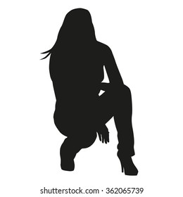 Kneeling Woman Vector Silhouette