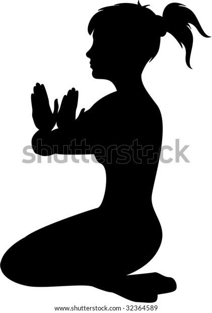 Kneeling Yoga Girl Silhouette Stock Vector (royalty Free) 32364589 