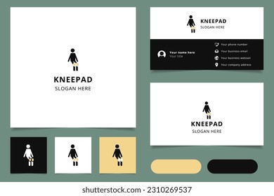 Diseño del logo de Kneepad con eslogan editable. Libro de promoción de marca y plantilla de tarjeta de visita.
