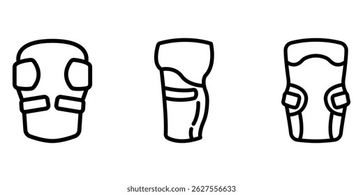 knee-pad outline or line icon design bundle.