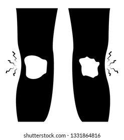 Knees bleeding glyph icon vector 