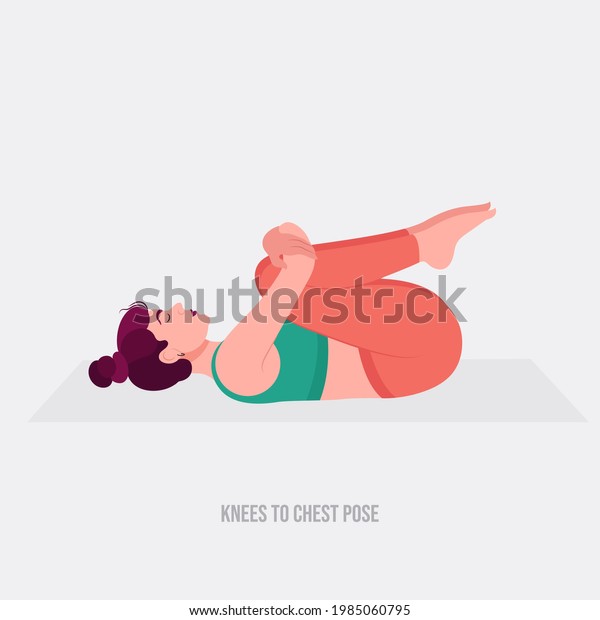 Knees Chest Pose Apanasana Yoga Pose Stock Vector Royalty Free