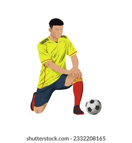 Knees for solidarity with the Black Lives Matter with futsal, football, or soccer Colombian player vector.