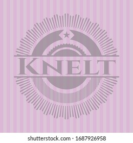 Knelt retro pink emblem. Vector Illustration. Detailed.