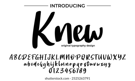 Knew Font Stylish brush painted an uppercase vector letters, alphabet, typeface