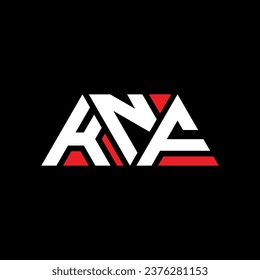 Diseño del logotipo de la letra triangular de KNF con forma triangular. Monograma de diseño del logotipo del triángulo de KNF. Plantilla de logotipo vectorial de triángulo de KNF con color rojo. Logo triangular de KNF Diseño sencillo, elegante y lujoso.