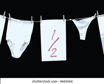 Knickers big and small on the rope vector