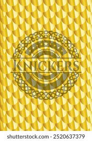 Knickers gold shiny badge. Scales pattern. Vector Illustration. Detailed. 